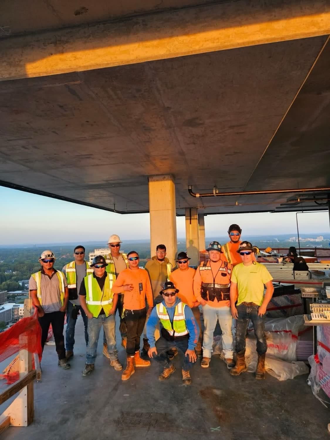 The Dreamline construction crew on site at sunset